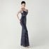 Graceful Sequin Embellished Mesh Mermaid Maxi Dress